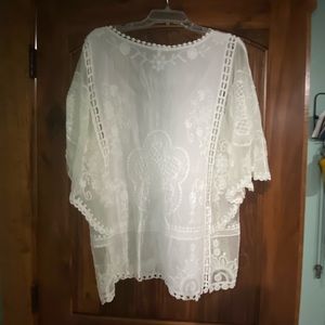 White lacey dolman style blouse